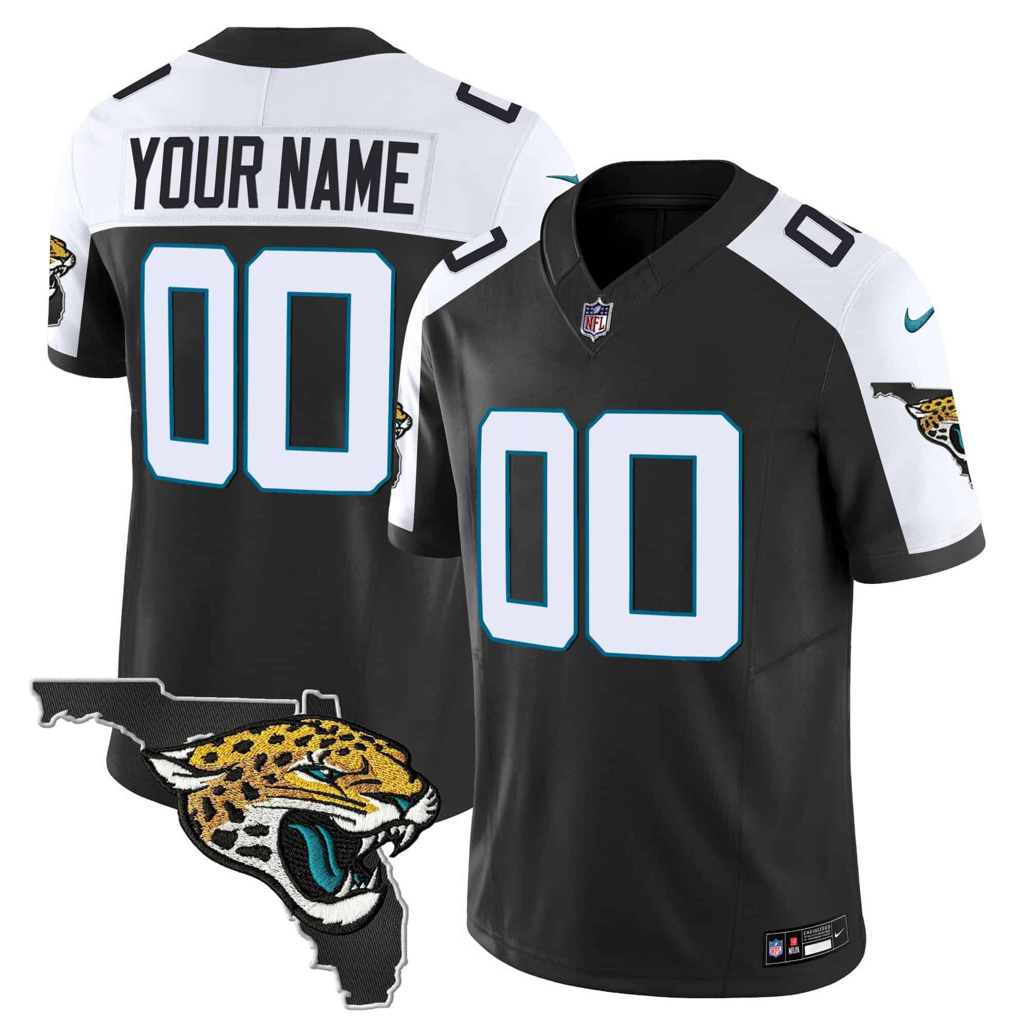 Men Jacksonville Jaguars Black 2024 Nike Florida Patch Vapor Custom NFL Jersey